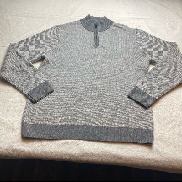 Mark Law 1/4 Zip Gray Tone Knit Sweater Size Large - Picture 1 of 8
